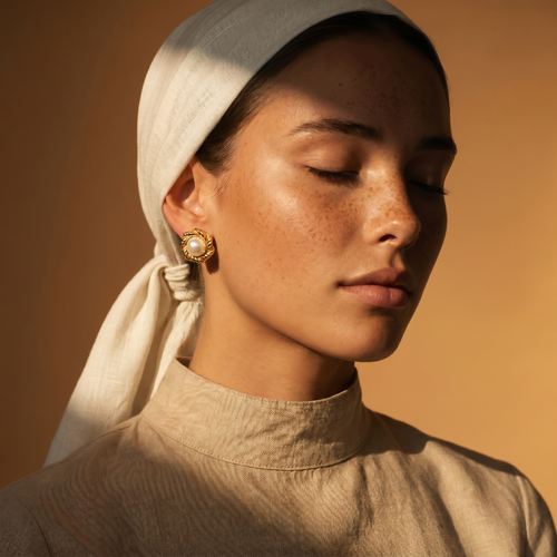 The Pearl Halo Studs